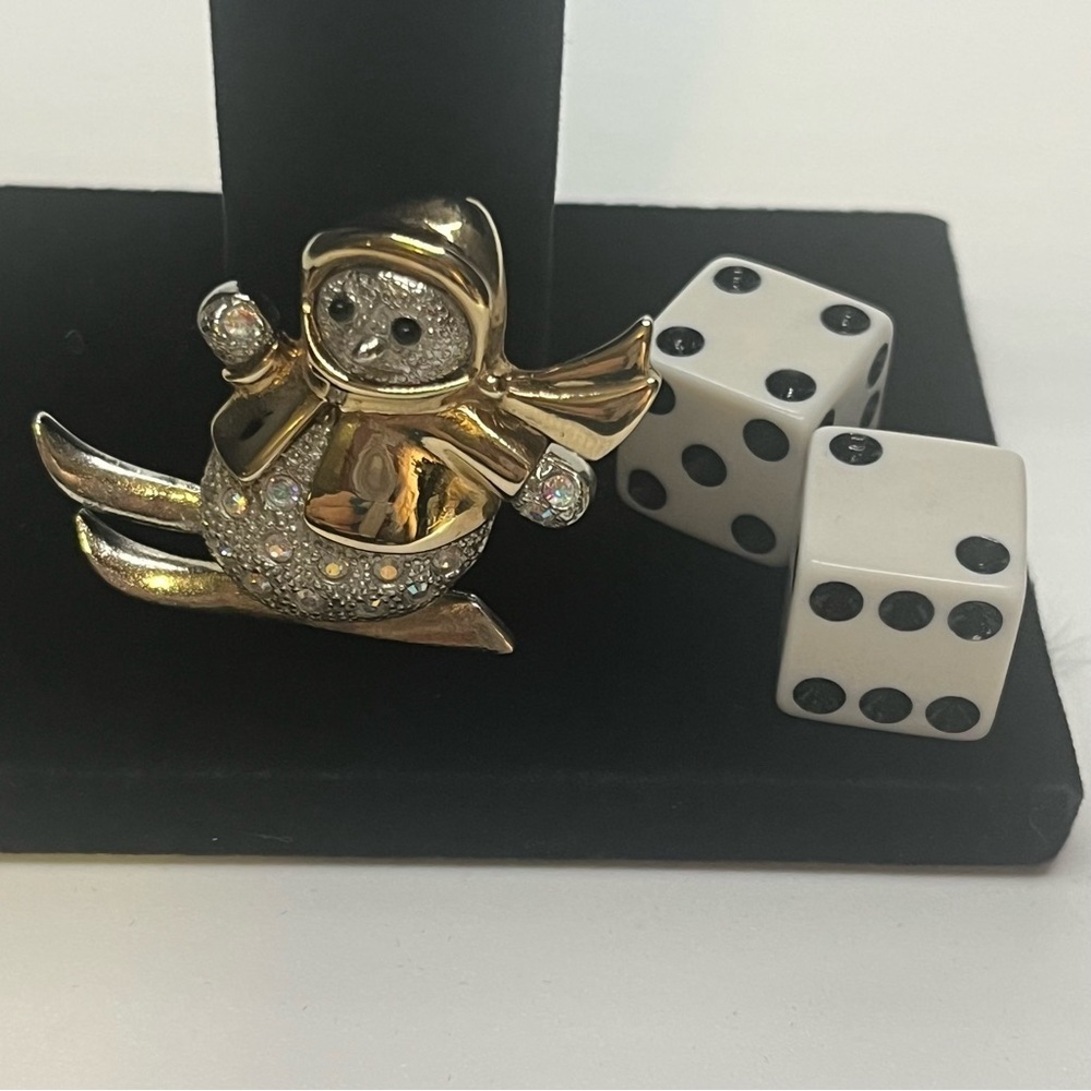 Vintage Gold and Silver Roman Snowman Brooch - Picture 2 of 5